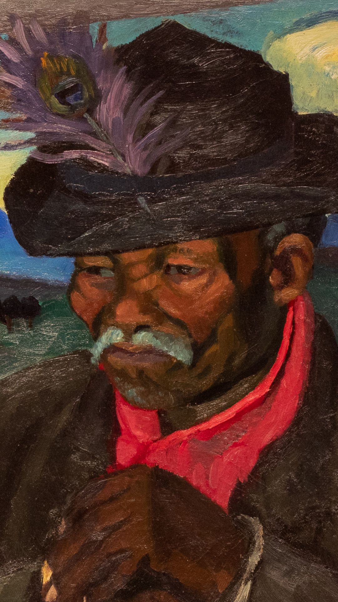 Maggie Laubser Lake Scene with Trees and Mountains RECTO; Portrait of a Shepherd VERSO (detail) Kilbourn Collection
